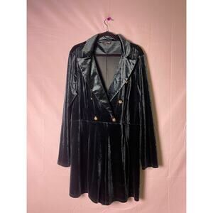 Fashion Nova Green Velvet Long Sleeve Deep V-neck Romper Women's Plus 2X